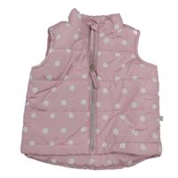 Světlerůžovo-bílá puntíkatá prošívaná šusťáková zateplená vesta Liegelind