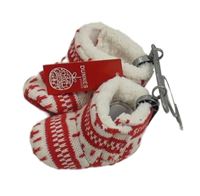 Nové - Červeno-bílé vzorované pletené zateplené válenky St. Bernard vel. 15