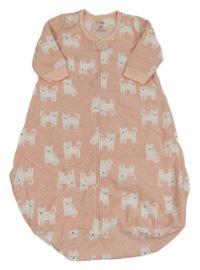 Světlerůžový melírovaný fleecový spací pytel s kočičkami carter's