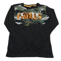 Černo-army triko s nápisem z překlápěcích flitrů Chapter young