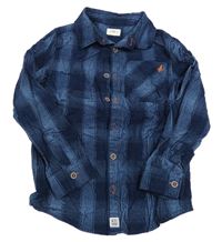 Tmavomodro-modrá kostkovaná manšestrová košile s raketou F&F