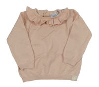 Světlerůžový svetr s 3D puntíky a volánkem PRIMARK