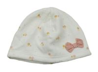 Bílá sametová čepice s kytičkami a mašlí SeRGeNT MaJoR 