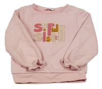 Světlerůžová teplá mikina s nápisy a volánky TAPE 'A L'OEIL 