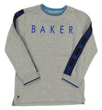 Šedá melírovaná mikina s logem a pruhem TED BAKER