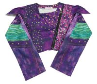 Tmavofialovo-zelený crop křivák s čínskými draky a volánky