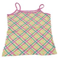 Bílo-barevno-růžový károvaný top POCOPIANO