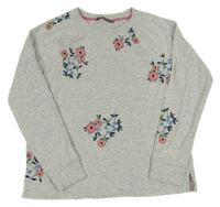 Světlešedá melírovaná mikina s kytičkami LAURA ASHLEY