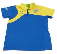 Cobaltově modro-žluté sportovní fotbalové polo tričko se znakem erima