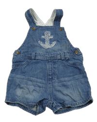 Modré riflové laclové kraťasy s kotvou lupilu