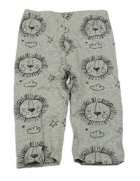 Šedé melírované tepláky se lvíčky