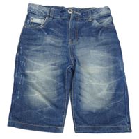 Modré riflové kraťasy ošoupaného vzhledu YIGGA