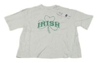 Nové - bílé crop tričko s nápisem a trojlístkem Fishbone