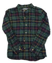 Tmavomodro/zeleno-červeno-žlutá kostkovaná vzorovaná košile Next