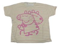 Smetanovo-světlerůžové pruhované tričko s Peppa Pig ZARA