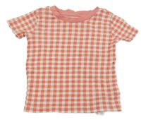 Jahodovo-bílo-růžové kostkované tričko PRIMARK