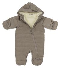 Hnědošedá šusťáková zimní kombinéza s kapucí H&M