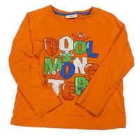 Oranžové triko s nápisy a příšerkami Infinity kids  