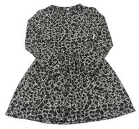 Šedé úpletové šaty s leopardím vzorem Pep&Co