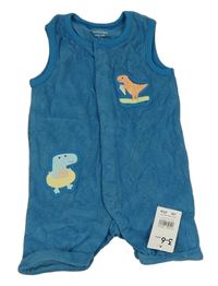 Petrolejový froté kraťasový overal s dinosaury Mothercare