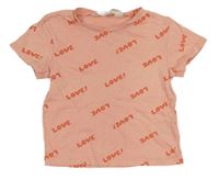 Růžové tričko s nápisy H&M