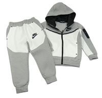 2set - Šedo-bílá sportovní propínací mikina s kapucí + tepláky Nike