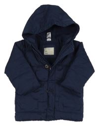 Tmavomodrá šusťáková zateplená bunda s kapucí C&A