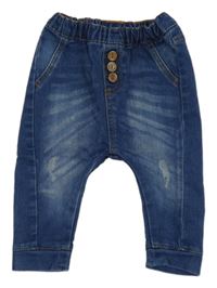 Modré jogger cuff rifle s knoflíky Ergee