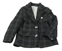 Tmavošedé kostkované slavnostní sako