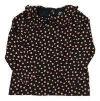 Černé puntíkaté triko s límečkem F&F