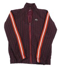 Vínovo-černá vzorovaná propínací mikina Lacoste