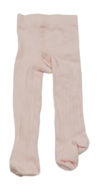 Světlerůžové žebrované punčocháče