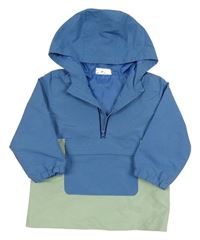 Modro-světlezelená šusťáková jarní bunda s kapucí Ergee