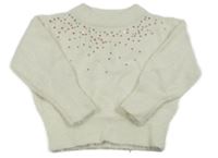 Smetanový chlupatý svetr s flitry C&A