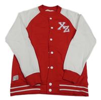 Červeno-bílá baseballová mikina s písmeny H&M