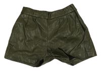 Khaki koženkové kraťasy Page One Young