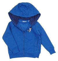 Modrá propínací mikina s rackem a kapucí