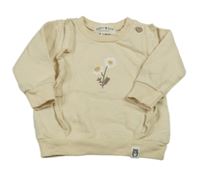 Béžová mikina s výšivkou květiny a volánky Rabbit+Bear