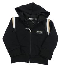 Černá propínací mikina s nášivkou a kapucí Hugo Boss