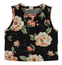 Černý květovaný crop top Shein