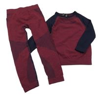 2set - Vínovo-tmavomodré funkční spodní triko + kalhoty Lupilu