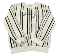 Smetanovo-černo-meruňková pruhovaná mikina s nápisem Shein