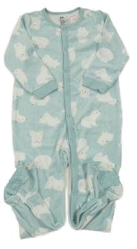 Světlemodrý sametový overal s medvědy H&M