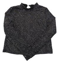 Černé třpytivé kárované slavnostní crop triko Primark
