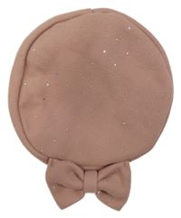 Starorůžový baret s kamínky s mašlí