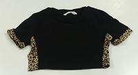 Černý crop top s leopardím vzorem Shein