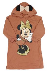 Starorůžové teplákové šaty s Minnie a kapucí C&A