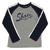 Šedo-tmavomodré triko s nápisem zn. Pocopiano