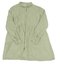 Světlezelené květované lehké propínací šaty s límečkem H&M