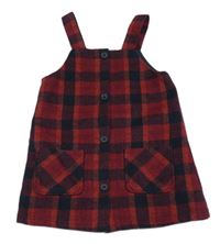 Červeno-tmavomodré kostkované propínací vlněné šaty F&F